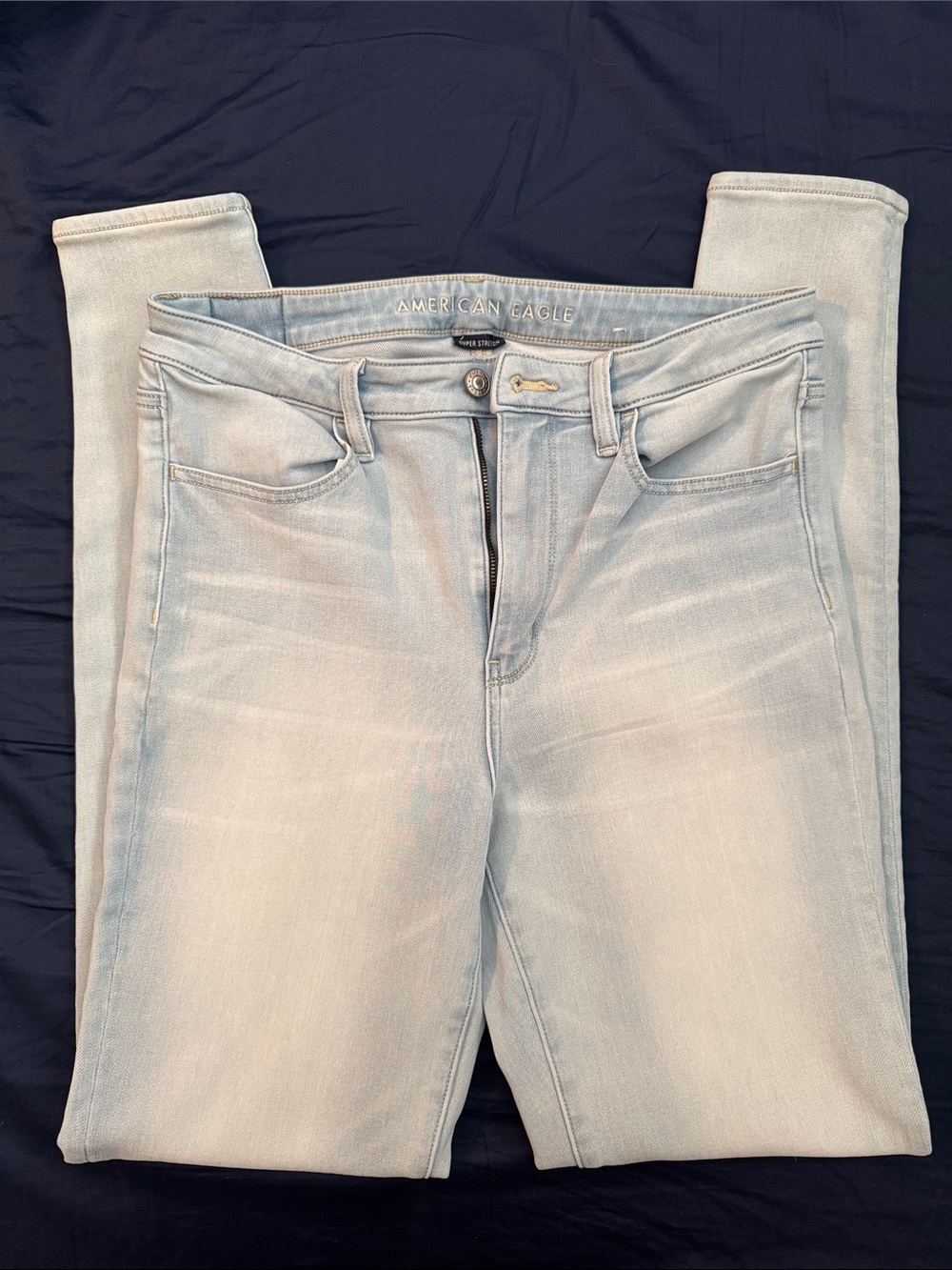 American Eagle Light Blue Super High Rise Jeggings 12 x-long